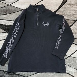 HARLEY DAVIDSON 2007 EMBROIDERED BLACK THERMAL 1/4 ZIP MOCK-NECK SHIRT